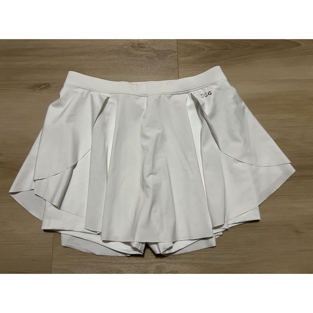 NWT DSG Girls Flowy Performance Skort Large White Shorts With Skirt Pull On